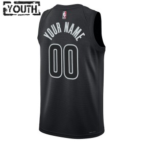 NBA Brooklyn Nets Trikot Personalisierung Jordan 2022-23 Statement Edition Schwarz Swingman - Kinder